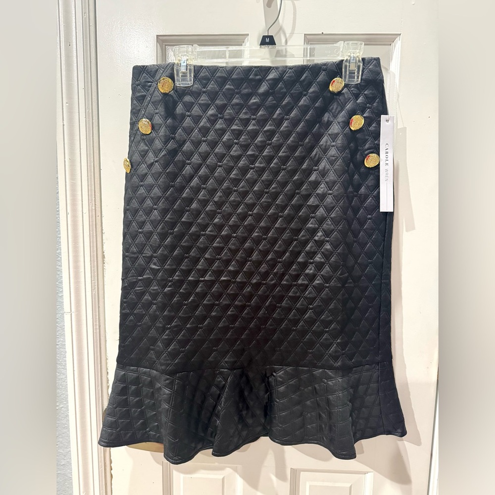 Elegant Black Quilted Skirt